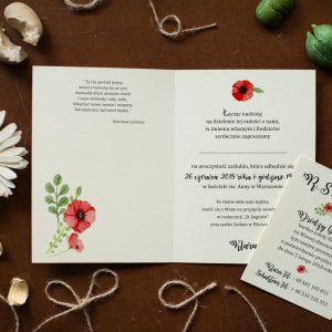 zaproszenie z kwiatami - maki